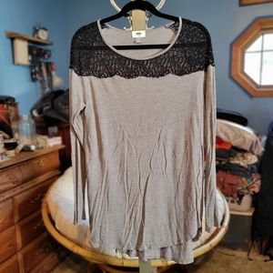 Lace Top Long Sleeve Shirt